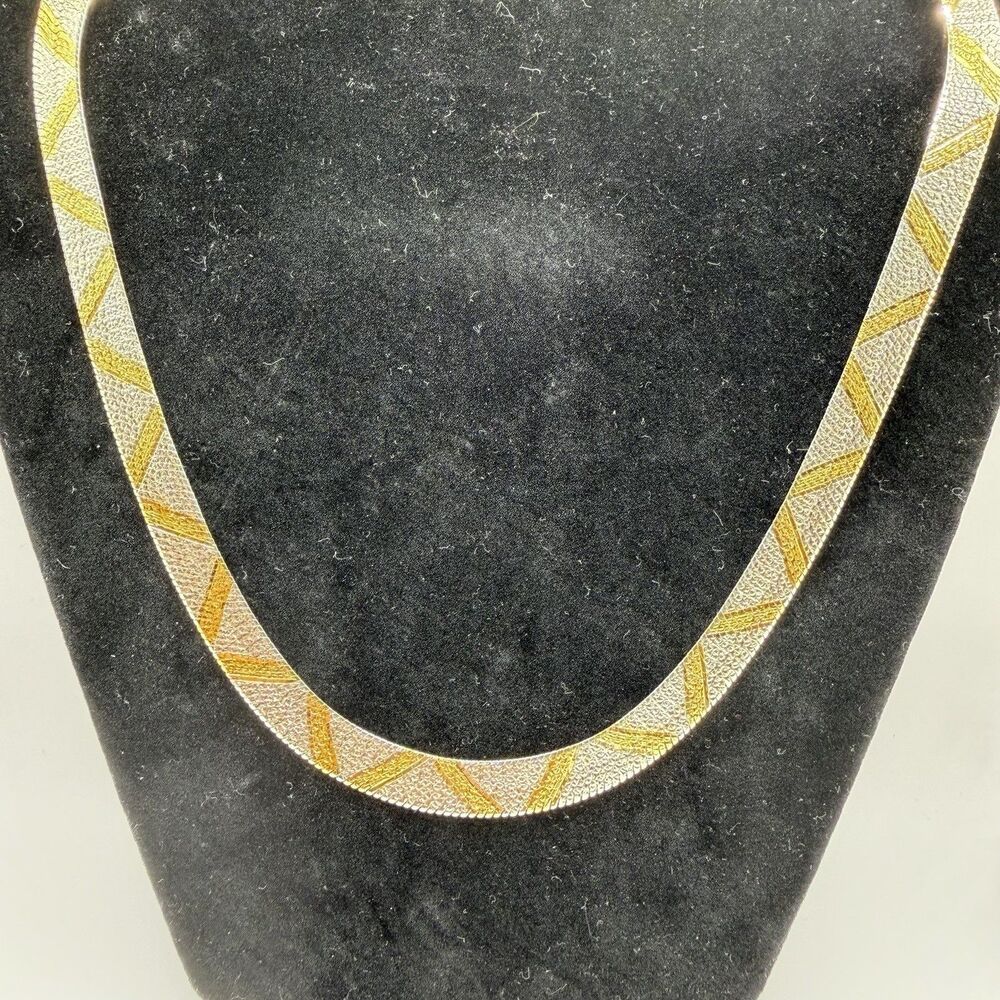 925 Vintage Milor Italy 925 Sterling Silver Herringbone Necklace 20" 30g